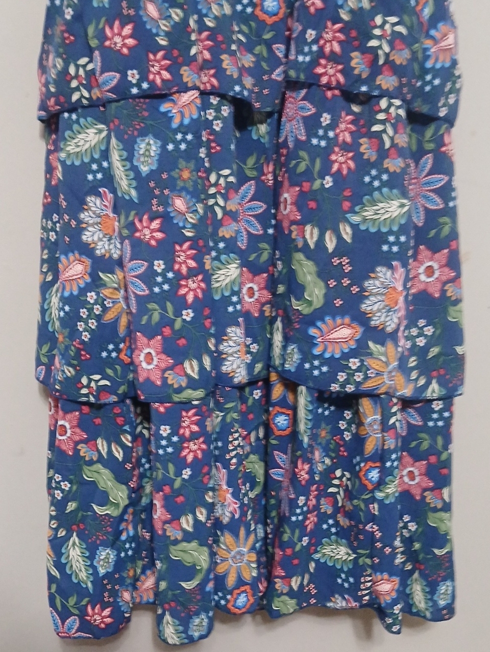 Simply Southern Navy Blue Floral Tiered Maxi Dress with Puff Sleeves - Picture 2 of 7
